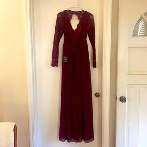 Long wine lace dress